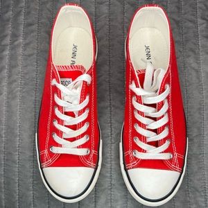 Jenn Ardor Converse Low Top Style Red Shoes